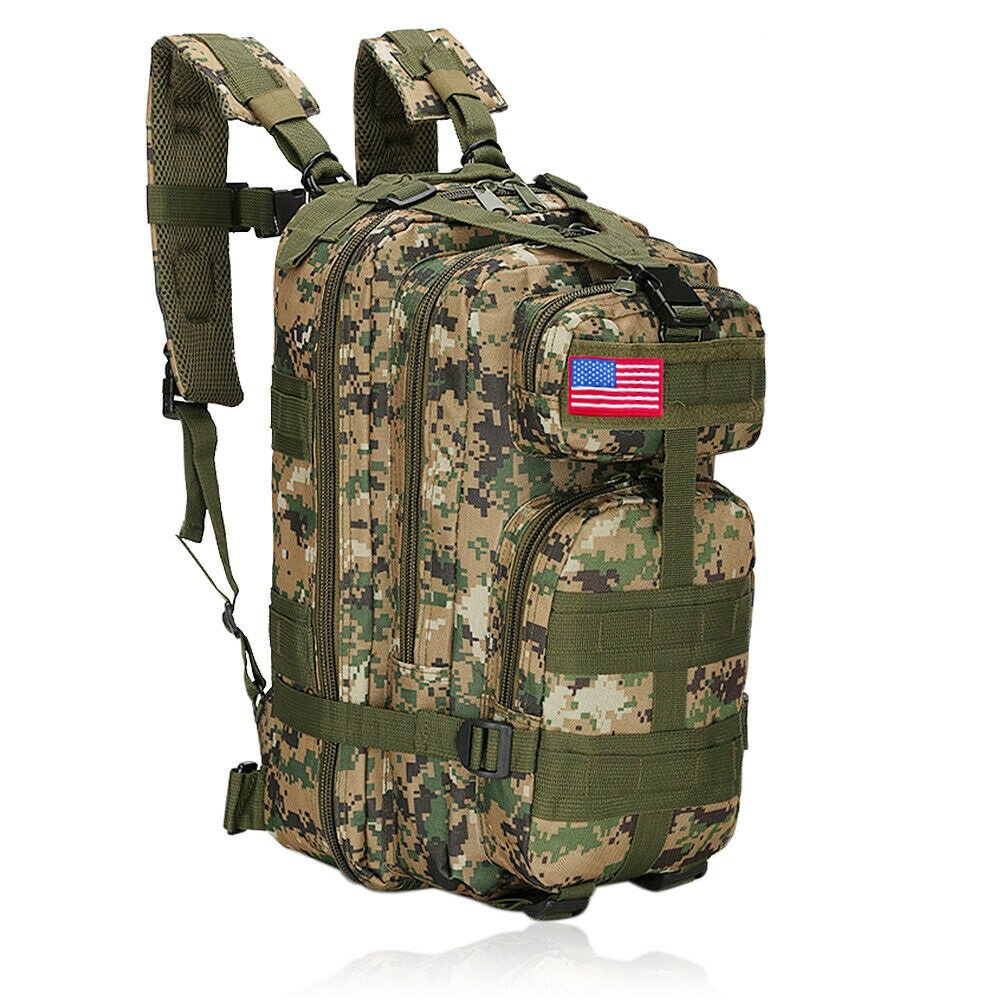 Backpack - 30L Woodland Digital Outdoor Military Rucksack Tactical ...