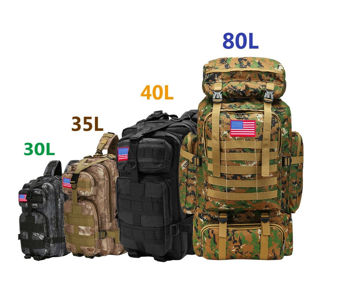 Backpack 70L Rainforest Camo Outdoor Military Tactical Backpacks
