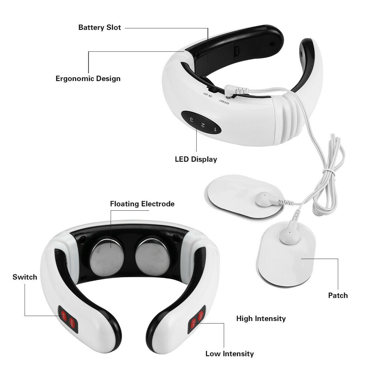 CorpTeo Electric Cervical Neck Pulse Massager Shoulder Muscle Body