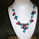 Blue and coral necklace