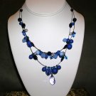 Blue beaded double strand necklace
