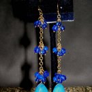 Blue and gold dangle earrings