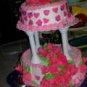 Rose/heart wedding cake