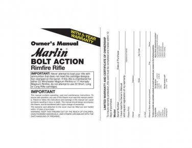 Marlin Bolt Action Rimfire Manual - Digital Manual
