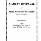 A Great Betrayal by Alice Leighton Cleather