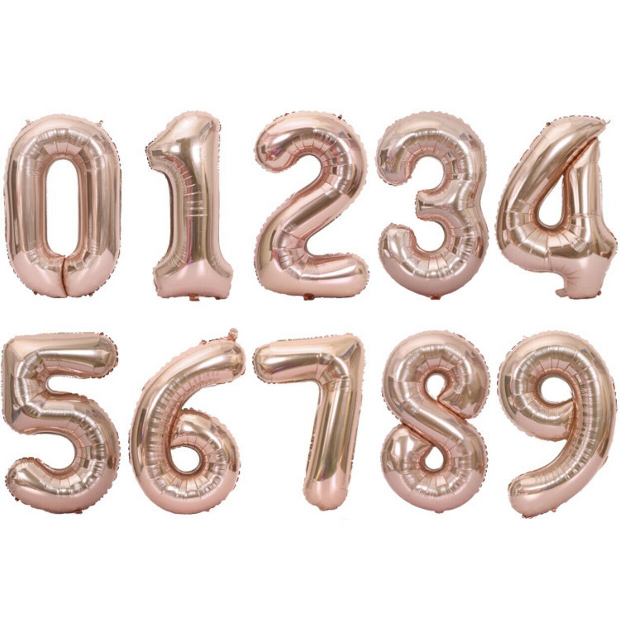 32" Rose Gold Digital Number Balloons Foil Mylar Balloon For Birthday Party Pink