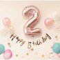 32" Rose Gold Digital Number Balloons Foil Mylar Balloon For Birthday Party Pink