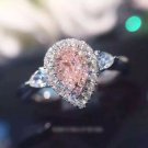 Women Pear Cur Solitaire CZ White Gold Wedding Engagement Promise Rings Gift