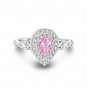 Women Pear Cur Solitaire CZ White Gold Wedding Engagement Promise Rings Gift