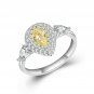 Women Pear Cur Solitaire CZ White Gold Wedding Engagement Promise Rings Gift
