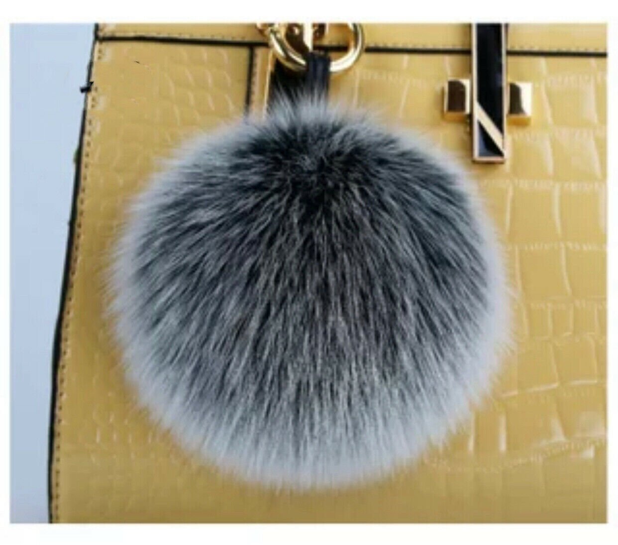 Large 4" Real Fox Fur Pom Pom Keychain Bag Charm Decoration Plushy Fluffy Ball