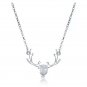 Silver Dainty Charm Chain Cubic Zirconia Clear Stone Pendant Necklace