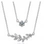 Silver Dainty Charm Chain Cubic Zirconia Clear Stone Pendant Necklace