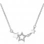 Silver Dainty Charm Chain Cubic Zirconia Clear Stone Pendant Necklace