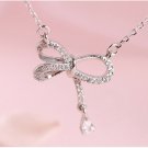 Silver Fashion Necklace CZ Crystal Bow Charm Pendant Choker Mother's Gift