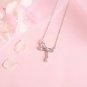 Silver Fashion Necklace CZ Crystal Bow Charm Pendant Choker Mother's Gift