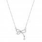 Silver Fashion Necklace CZ Crystal Bow Charm Pendant Choker Mother's Gift