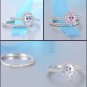 Sterling Silver Solitaire Halo Engagement Ring Band Set Pear Cut CZ w/ Gift Box