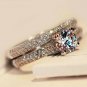 2CT Princess White CZ 925 Silver Solitaire Wedding Engagement Ring Band Set 5-9#