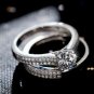 2CT Princess White CZ 925 Silver Solitaire Wedding Engagement Ring Band Set 5-9#