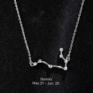 GENIMI 5/21-6/20-BIRTHDAY NECKLACES 925 SILVER ZODIAC CONSTELLATION CZ MONTH