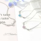 Fashion Silver Necklace Reindeer trendy jewelry Clear Pink Blue Stone