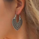 BOHO Style Heart Shape Vintage Fashion Gold Silver Tibetan Drop Hoop Earrings