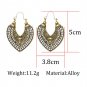 BOHO Style Heart Shape Vintage Fashion Gold Silver Tibetan Drop Hoop Earrings