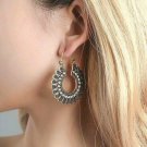 Women's Vintage Fashion Boho Gold Silver Tibetan Gypsy Style Drop Hoop Earrings