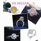 Silver Wedding Engagement Ring 3,4Ct Princess Cushion Pear CUT Bridal w/Box 6-10