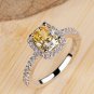 Halo Cushion Cut Canary Yellow, Clear, Cubic Zirconia Statement Engagement Ring