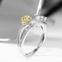 Cocktail Canary Halo Cushion Cut, Yellow Zirconia Ring Engagement Promise Ring