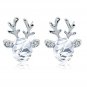 Women Christmas Reindeer Tree Snowflake Silver Pearl Gemstone Stud Earrings