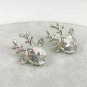 Women Christmas Reindeer Tree Snowflake Silver Pearl Gemstone Stud Earrings