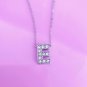 Silver Tone Alphabet Initial Letter Charm Necklace, CZ Pendant Birthday, Name,