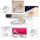 Women Gemstone CZ Silver Plated Wedding Engagement Rings