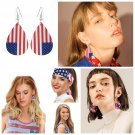 Teardrop Bohemian Earrings CORK Leather American Flag Canvas Glitter Kingdom