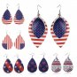 Teardrop Bohemian Earrings CORK Leather American Flag Canvas Glitter Kingdom
