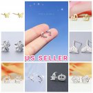 Fashion Solid 925 Sterling Silver Gold Studs Mul-Options Elegant Earrings New