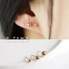 SOLID 925 STERLING SILVER STUDS 14K GOLD ROUND BALL POST GIFTS EAR BONE EARRINGS