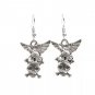 HALLOWEEN DANGLE EARRINGS SILVER HOOK SPOOKY SKULL ANGLE EVIL-BUY 2 GET 1