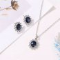 Woman Wedding Jewelry Set Oval Sapphire CZ stone statement Necklaces Earrings