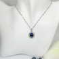 Woman Wedding Jewelry Set Oval Sapphire CZ stone statement Necklaces Earrings