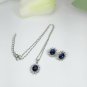 Woman Wedding Jewelry Set Oval Sapphire CZ stone statement Necklaces Earrings