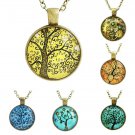 Vintage Women Artist Pendant Long Chain Sweater Decoration Necklace Clock Trees