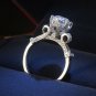 Solitaire Silver Halo Engagement Ring 2 Ct Flower Round CZ Stamped