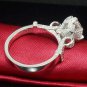 Solitaire Silver Halo Engagement Ring 2 Ct Flower Round CZ Stamped