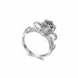 Solitaire Silver Halo Engagement Ring 2 Ct Flower Round CZ Stamped