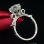Solitaire Silver Halo Engagement Ring 2 Ct Flower Round CZ Stamped