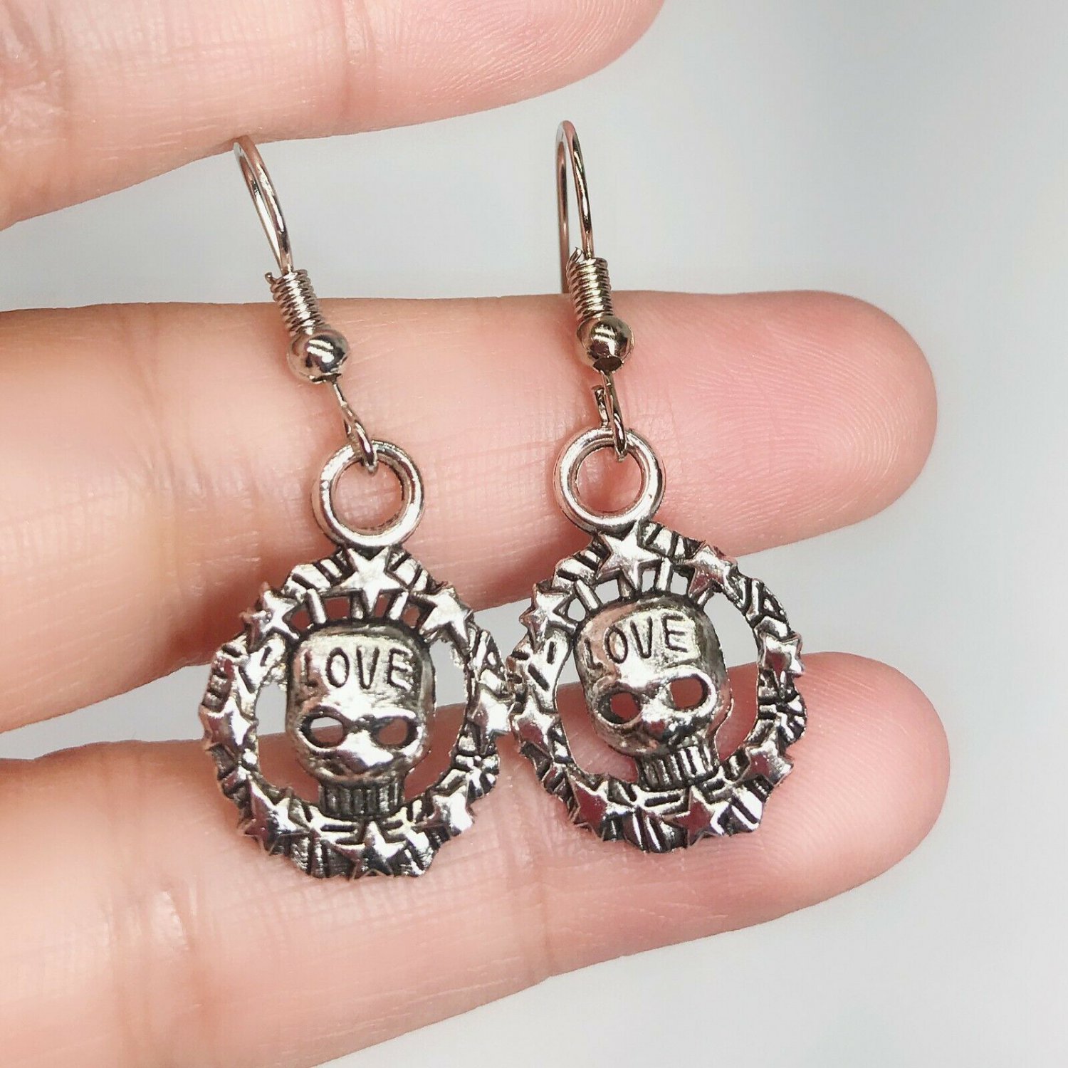 HALLOWEEN DANGLE EARRINGS SILVER HOOK SPOOKY SKELETON-BUY 2 GET 1